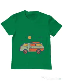 Tricou ADLER copil Retro travel van Verde mediu
