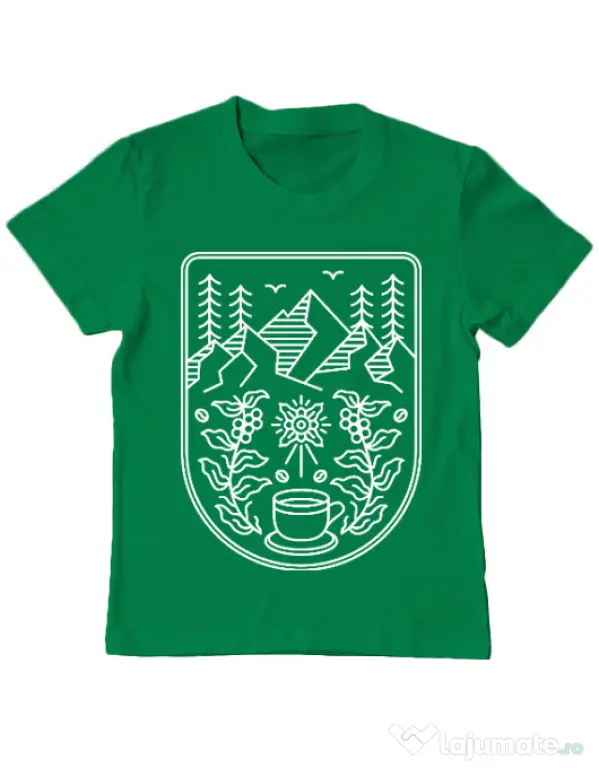 Tricou ADLER copil Natural coffee Verde mediu