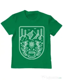 Tricou ADLER copil Natural coffee Verde mediu