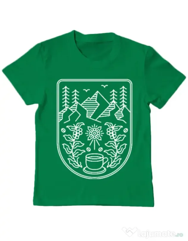 Tricou ADLER copil Natural coffee Verde mediu