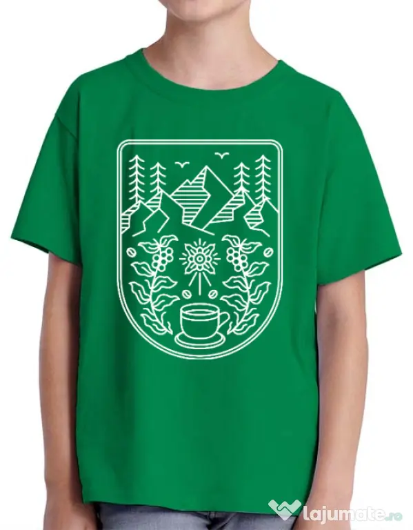 Tricou ADLER copil Natural coffee Verde mediu