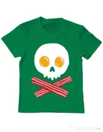 Tricou ADLER copil Breakfast skull Verde mediu