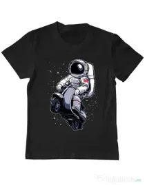 Tricou ADLER copil Astronaut scooter Negru