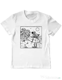 Tricou ADLER copil Surf dude Alb