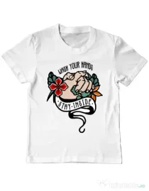 Tricou ADLER copil Wash your hands Alb