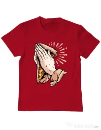 Tricou ADLER copil Pray for pizza Rosu