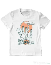Tricou ADLER copil Skull and Cactus Alb