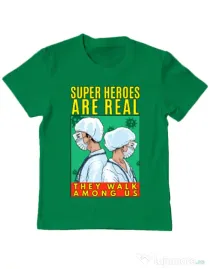 Tricou ADLER copil Real super heroes Verde mediu