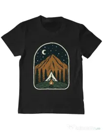 Tricou ADLER copil Camp mountain night Negru