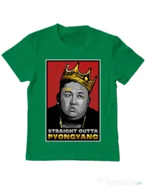 Tricou ADLER copil Straight outta Pyongyang Verde mediu