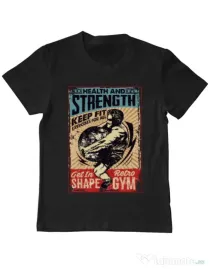 Tricou ADLER copil Health and strength Negru