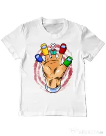 Tricou ADLER copil High five Alb