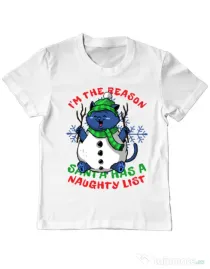 Tricou personalizat copil Naughty List Alb