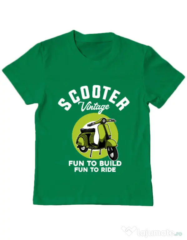 Tricou personalizat copil SCOOTER VINTAGE Verde mediu