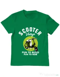 Tricou personalizat copil SCOOTER VINTAGE Verde mediu