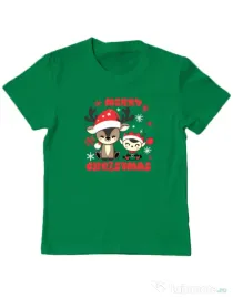 Tricou personalizat copil Prietenii lui Mos Craciun Verde mediu