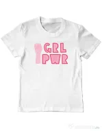Tricou personalizat copil GRL PWR Alb
