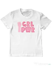 Tricou personalizat copil GRL PWR Alb