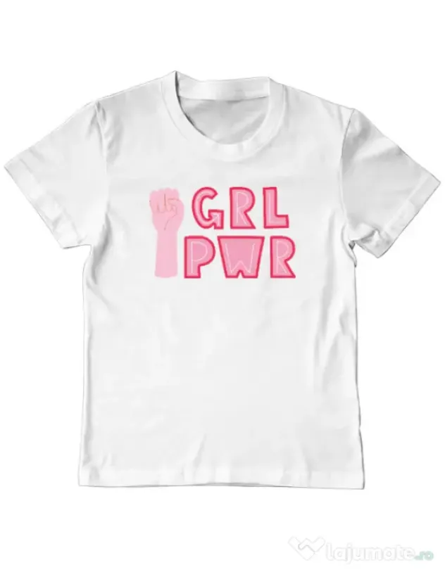 Tricou personalizat copil GRL PWR Alb
