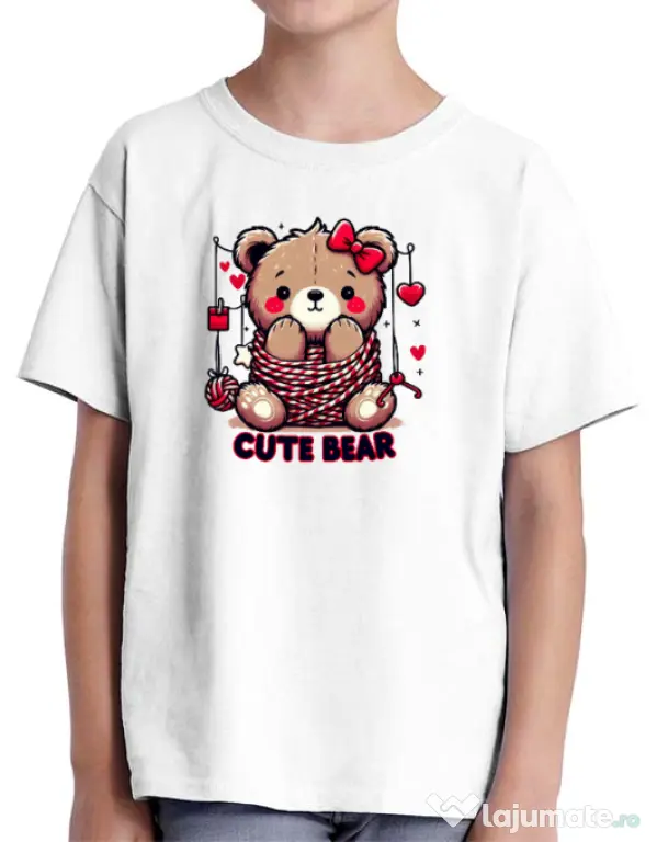Tricou personalizat copil CUTE BEAR 1 Alb