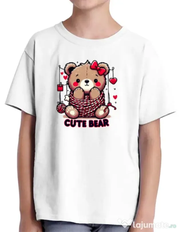 Tricou personalizat copil CUTE BEAR 1 Alb