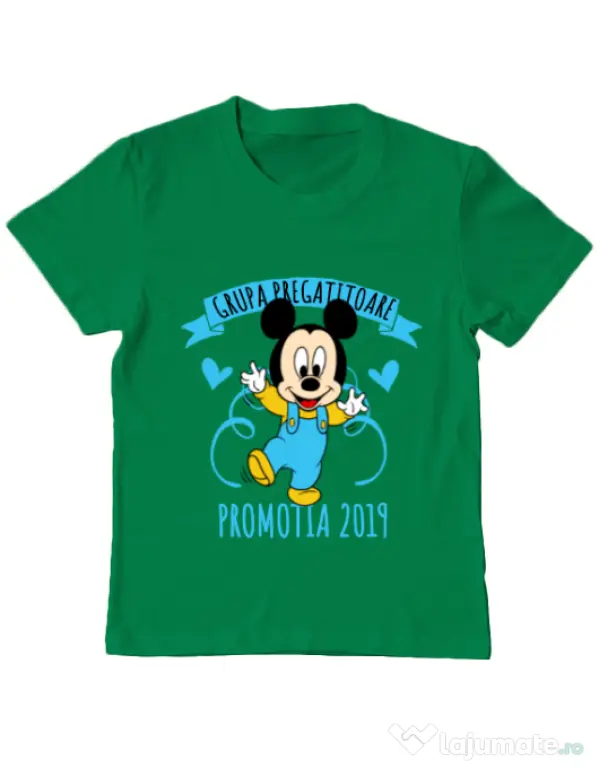 Tricou ADLER copil Absolvire Mickey Mouse Verde mediu