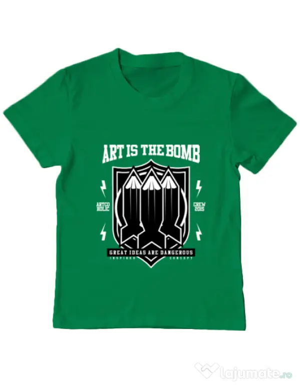 Tricou ADLER copil Art Is The Bomb Verde mediu