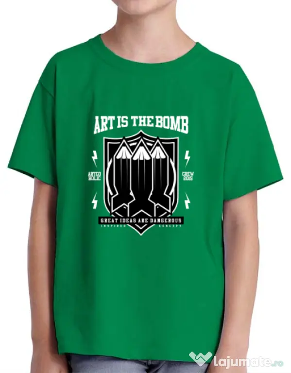 Tricou ADLER copil Art Is The Bomb Verde mediu