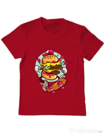 Tricou ADLER copil Burger Skater Rosu