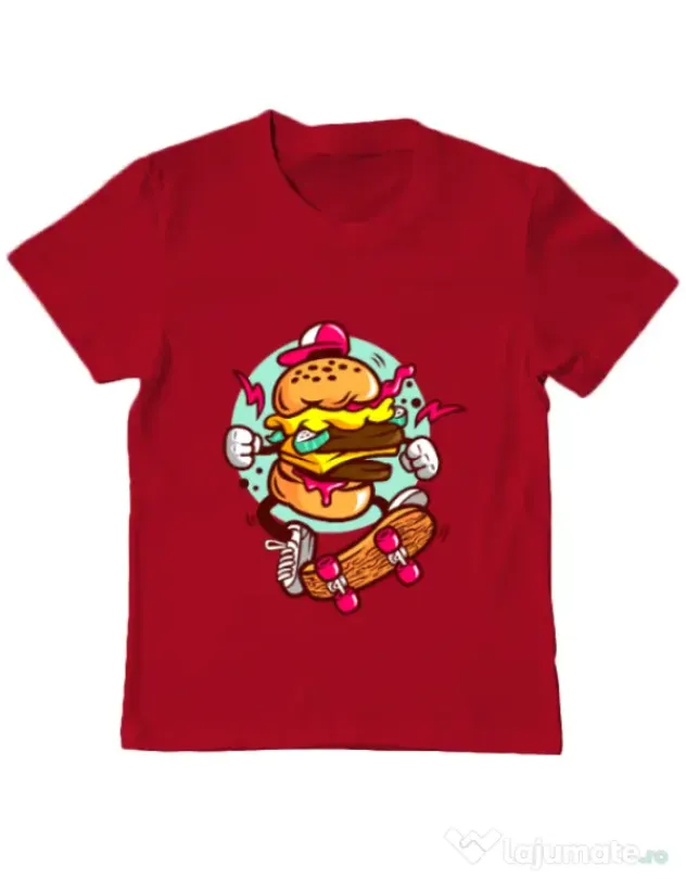 Tricou ADLER copil Burger Skater Rosu