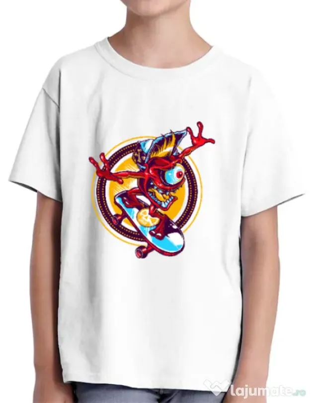 Tricou ADLER copil Cali skate Alb