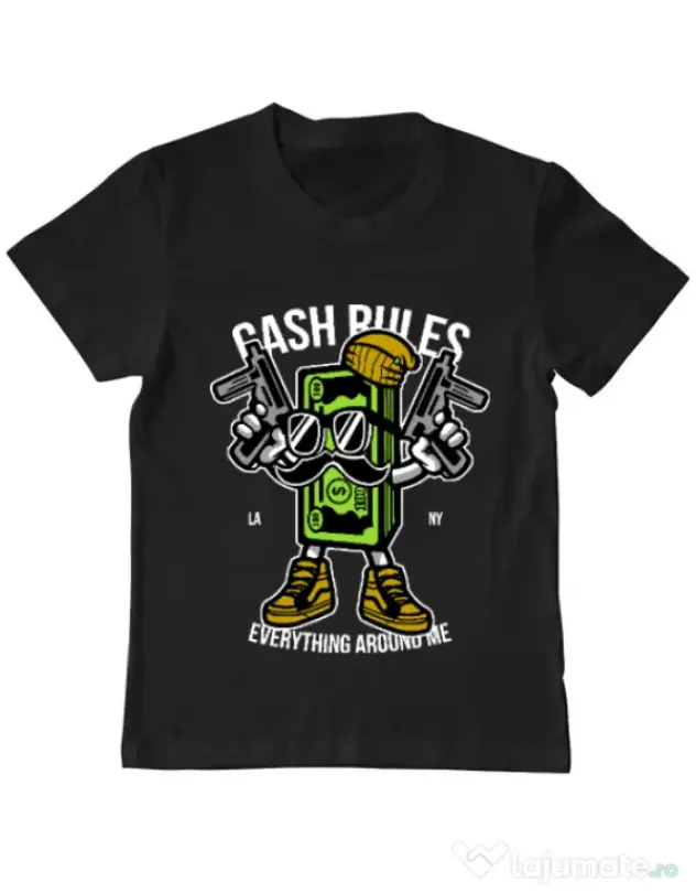 Tricou ADLER copil Cash rules Negru