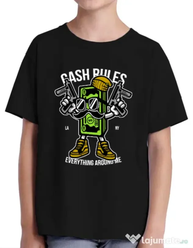 Tricou ADLER copil Cash rules Negru