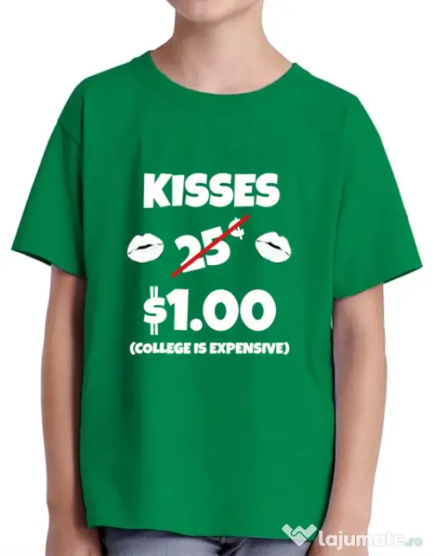 Tricou ADLER copil College is expensive Verde mediu