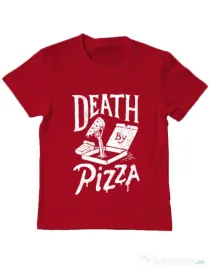 Tricou ADLER copil Death By Pizza Rosu