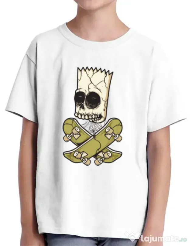 Tricou ADLER copil Death of Skateboarder Alb