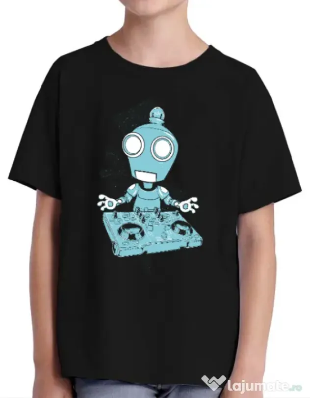 Tricou ADLER copil Dj robot Negru