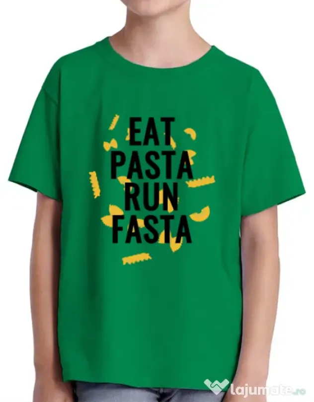 Tricou ADLER copil Eat pasta Verde mediu