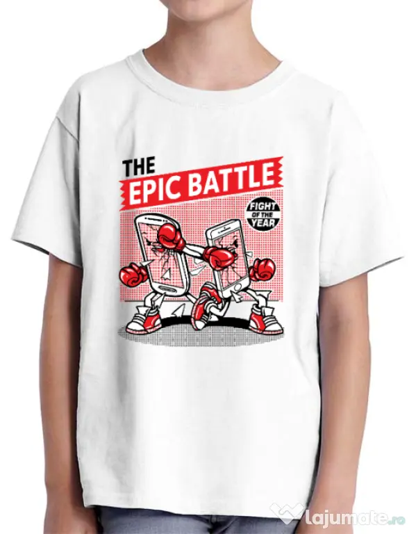 Tricou ADLER copil Epic battle Alb