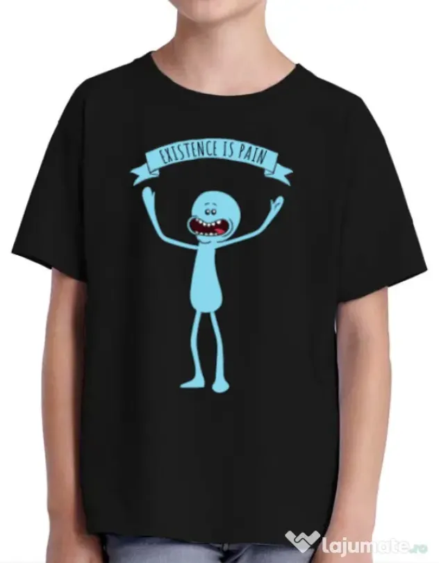 Tricou ADLER copil Existence is pain Negru