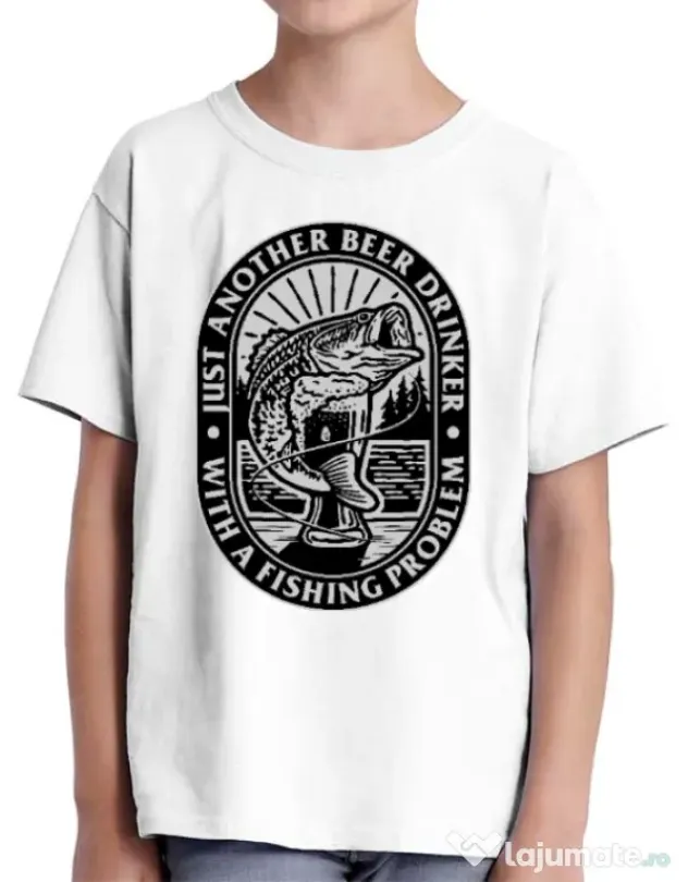 Tricou ADLER copil Fishing problem Alb