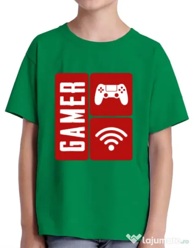Tricou ADLER copil Gamer Verde mediu
