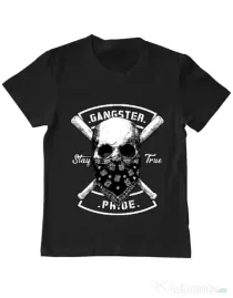 Tricou ADLER copil Gangster skull Negru