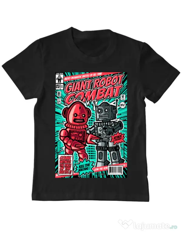 Tricou ADLER copil Giant robot combat Negru