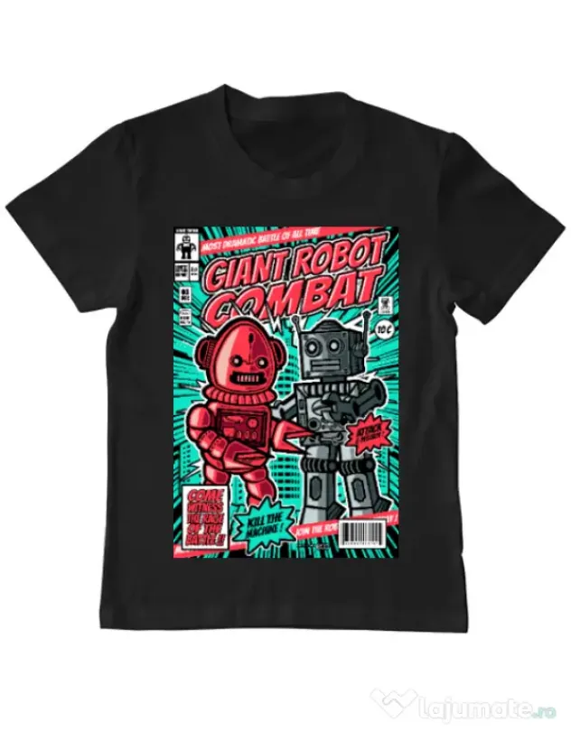 Tricou ADLER copil Giant robot combat Negru