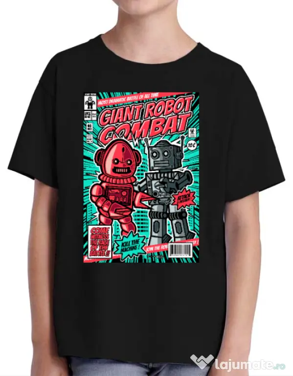 Tricou ADLER copil Giant robot combat Negru