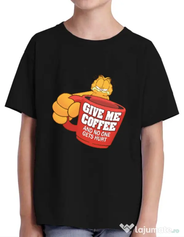 Tricou ADLER copil Give me coffee Negru