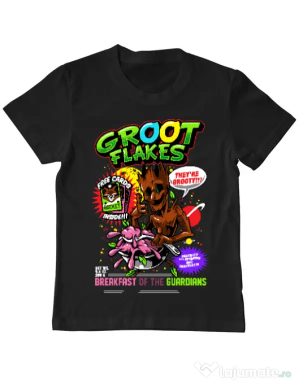 Tricou ADLER copil Groot flakes Negru