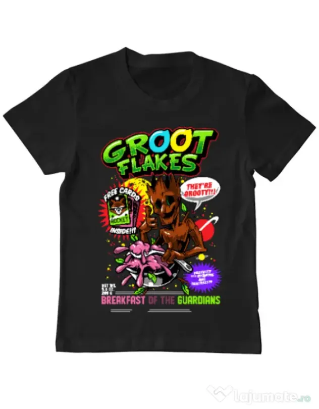 Tricou ADLER copil Groot flakes Negru