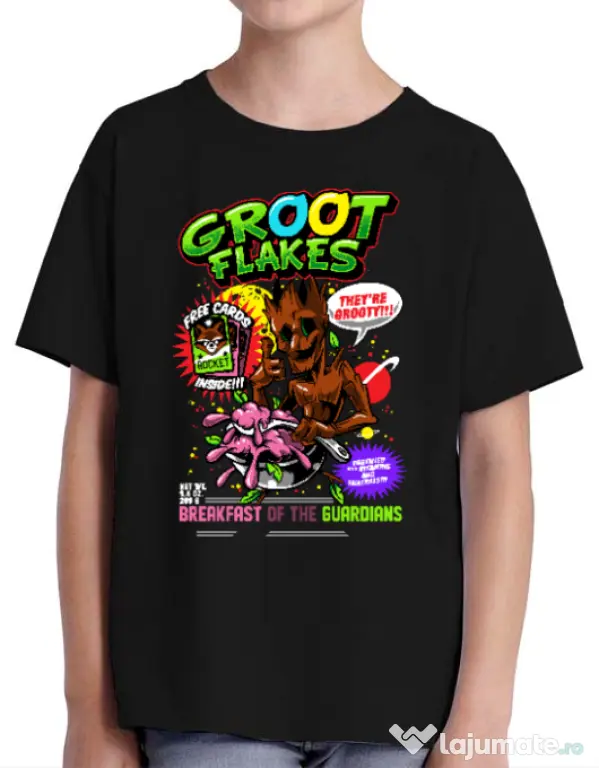 Tricou ADLER copil Groot flakes Negru